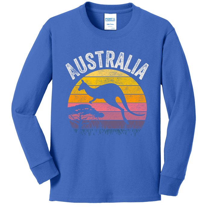 Australia Day Gift Funny Australian Kangaroo Vintage Gift Cool Gift Kids Long Sleeve Shirt