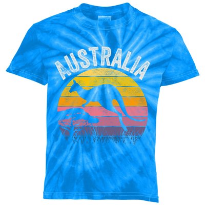 Australia Day Gift Funny Australian Kangaroo Vintage Gift Cool Gift Kids Tie-Dye T-Shirt