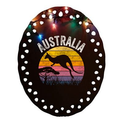 Australia Day Gift Funny Australian Kangaroo Vintage Gift Cool Gift Ceramic Oval Ornament