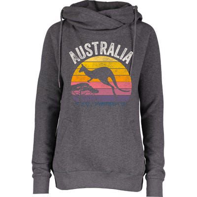 Australia Day Gift Funny Australian Kangaroo Vintage Gift Cool Gift Womens Funnel Neck Pullover Hood