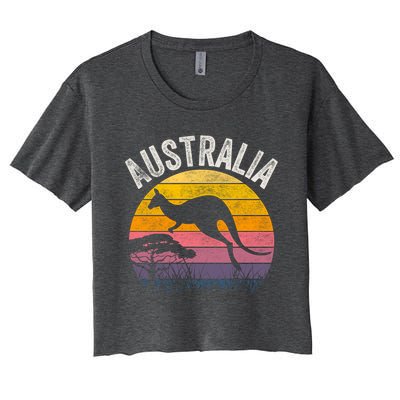 Australia Day Gift Funny Australian Kangaroo Vintage Gift Cool Gift Women's Crop Top Tee