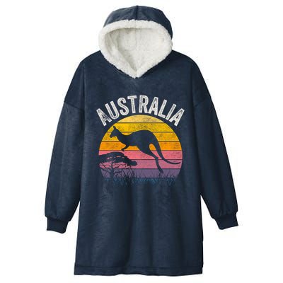 Australia Day Gift Funny Australian Kangaroo Vintage Gift Cool Gift Hooded Wearable Blanket