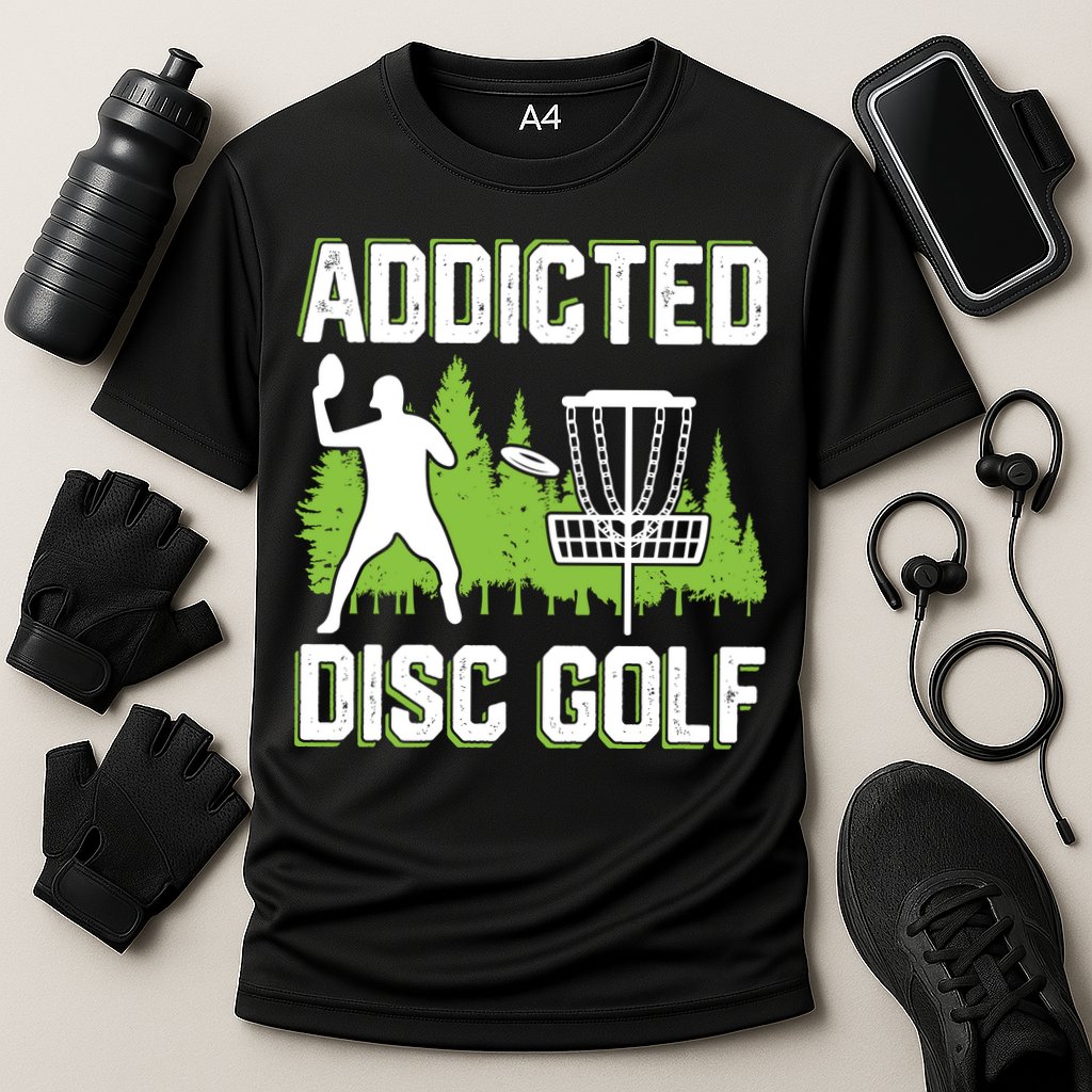 Addicted Disc Golf Tree Frisbee Golf Lovers Gift Cooling Performance Crew T-Shirt