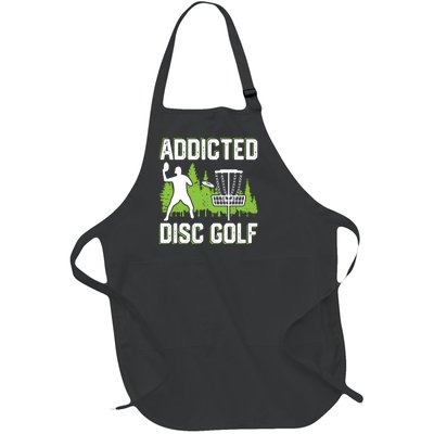 Addicted Disc Golf Tree Frisbee Golf Lovers Gift Full-Length Apron With Pockets