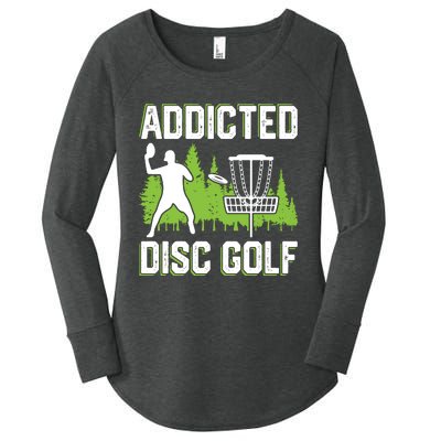 Addicted Disc Golf Tree Frisbee Golf Lovers Gift Women's Perfect Tri Tunic Long Sleeve Shirt