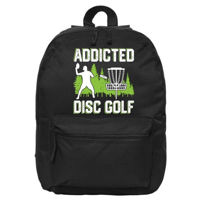 Addicted Disc Golf Tree Frisbee Golf Lovers Gift 16 in Basic Backpack