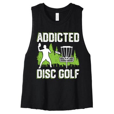 Addicted Disc Golf Tree Frisbee Golf Lovers Gift Women's Racerback Cropped Tank