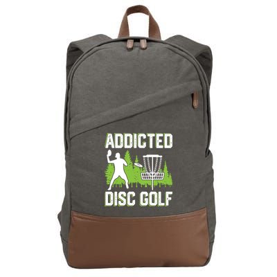 Addicted Disc Golf Tree Frisbee Golf Lovers Gift Cotton Canvas Backpack