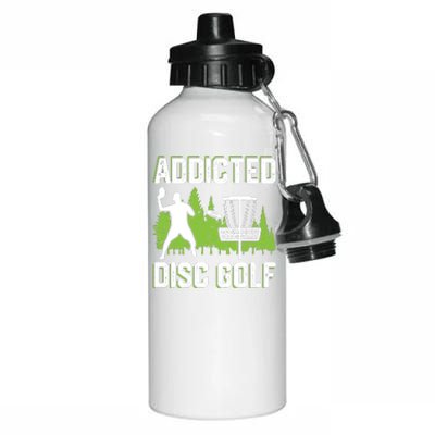 Addicted Disc Golf Tree Frisbee Golf Lovers Gift Aluminum Water Bottle 