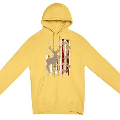 American Deer Hunting Bow Hunter Flag Accessories Premium Pullover Hoodie