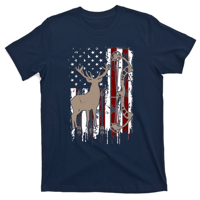 American Deer Hunting Bow Hunter Flag Accessories T-Shirt