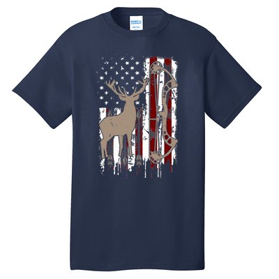 American Deer Hunting Bow Hunter Flag Accessories Tall T-Shirt