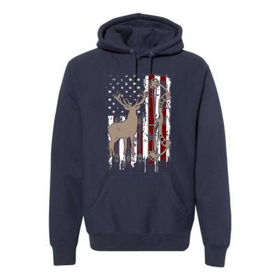 American Deer Hunting Bow Hunter Flag Accessories Premium Hoodie