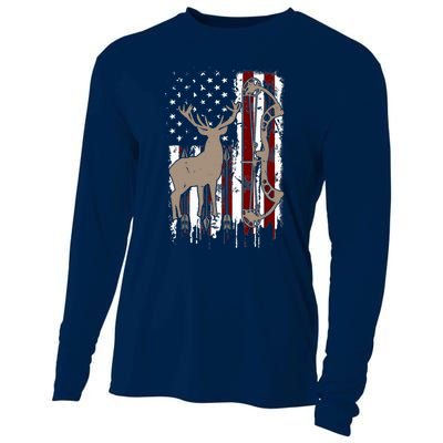 American Deer Hunting Bow Hunter Flag Accessories Cooling Performance Long Sleeve Crew