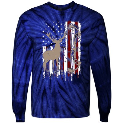 American Deer Hunting Bow Hunter Flag Accessories Tie-Dye Long Sleeve Shirt