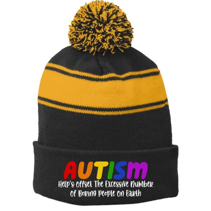 Autism Definition Helps Offset The Excessive Number Of Boring People On Earth Stripe Pom Pom Beanie