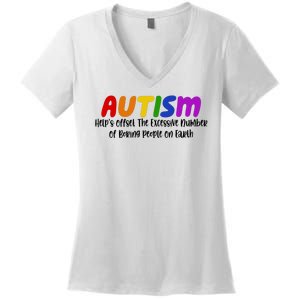 Autism Definition Helps Offset The Excessive Number Of Boring People On Earth Women's V-Neck T-Shirt