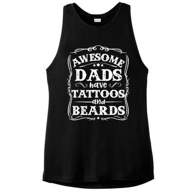 Awesome Dads Have Beards And Tattoos Funny Ladies PosiCharge Tri-Blend Wicking Tank