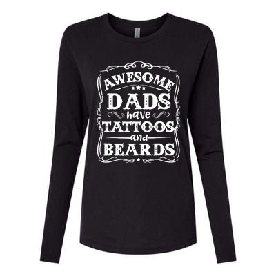 Awesome Dads Have Beards And Tattoos Funny Womens Cotton Relaxed Long Sleeve T-Shirt