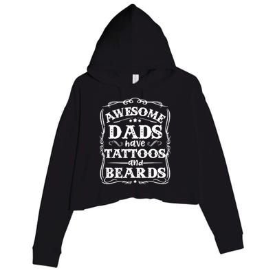 Awesome Dads Have Beards And Tattoos Funny Crop Fleece Hoodie