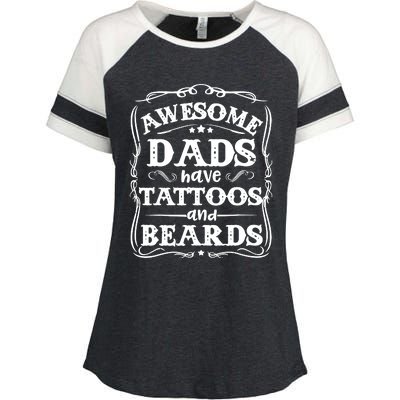 Awesome Dads Have Beards And Tattoos Funny Enza Ladies Jersey Colorblock Tee