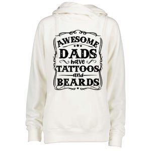 Awesome Dads Have Beards And Tattoos Funny Womens Funnel Neck Pullover Hood