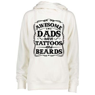 Awesome Dads Have Beards And Tattoos Funny Womens Funnel Neck Pullover Hood