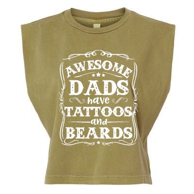 Awesome Dads Have Beards And Tattoos Funny Garment-Dyed Women's Muscle Tee