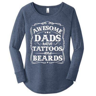 Awesome Dads Have Beards And Tattoos Funny Women's Perfect Tri Tunic Long Sleeve Shirt