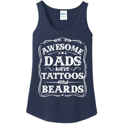 Awesome Dads Have Beards And Tattoos Funny Ladies Essential Tank