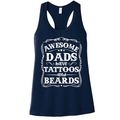 Awesome Dads Have Beards And Tattoos Funny Women's Racerback Tank