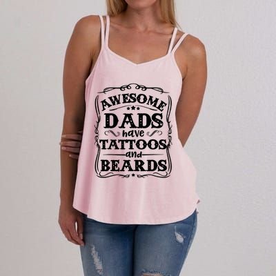 Awesome Dads Have Beards And Tattoos Funny Women's Strappy Tank