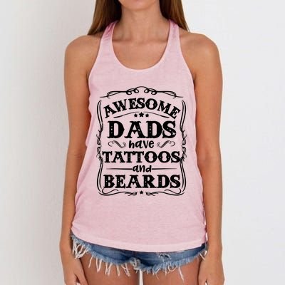 Awesome Dads Have Beards And Tattoos Funny Women's Knotted Racerback Tank