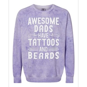 Awesome Dads Have Tattoos And Beards Fathers Day Colorblast Crewneck Sweatshirt