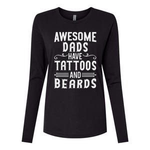 Awesome Dads Have Tattoos And Beards Fathers Day Womens Cotton Relaxed Long Sleeve T-Shirt