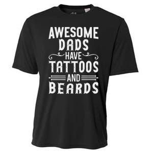 Awesome Dads Have Tattoos And Beards Fathers Day Cooling Performance Crew T-Shirt