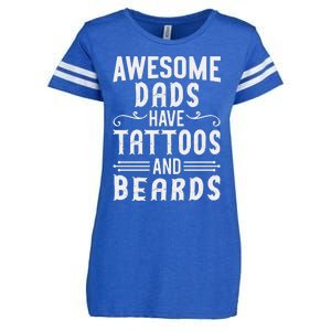 Awesome Dads Have Tattoos And Beards Fathers Day Enza Ladies Jersey Football T-Shirt