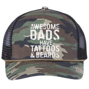 Awesome Dads Have Tattoos And Beards Fathers Day Retro Rope Trucker Hat Cap