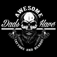 Awesome Dads Have Tattoos And Beards Funny Father Dad Stripe Pom Pom Beanie