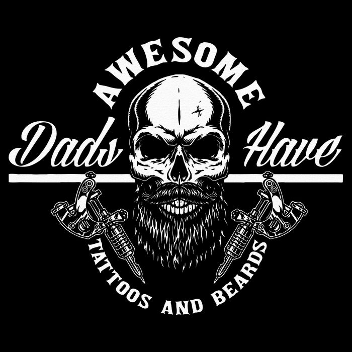 Awesome Dads Have Tattoos And Beards Funny Father Dad Stripe Pom Pom Beanie