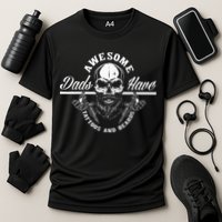 Awesome Dads Have Tattoos And Beards Funny Father Dad Cooling Performance Crew T-Shirt