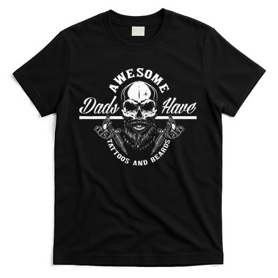 Awesome Dads Have Tattoos And Beards Funny Father Dad T-Shirt