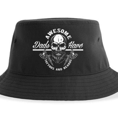 Awesome Dads Have Tattoos And Beards Funny Father Dad Sustainable Bucket Hat