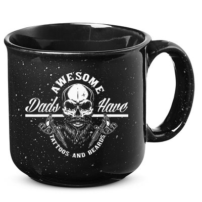 Awesome Dads Have Tattoos And Beards Funny Father Dad 15oz Campfire Ceramic Mug