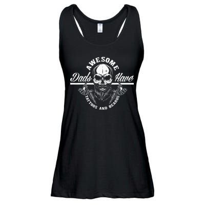 Awesome Dads Have Tattoos And Beards Funny Father Dad Ladies Essential Flowy Tank