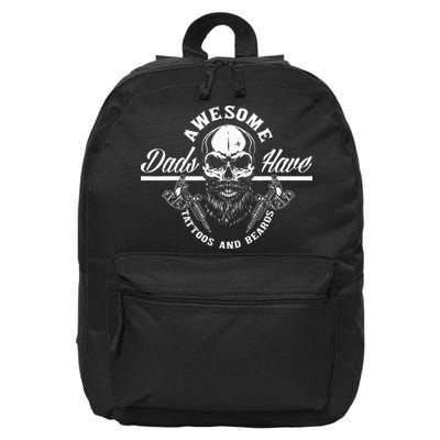 Awesome Dads Have Tattoos And Beards Funny Father Dad 16 in Basic Backpack