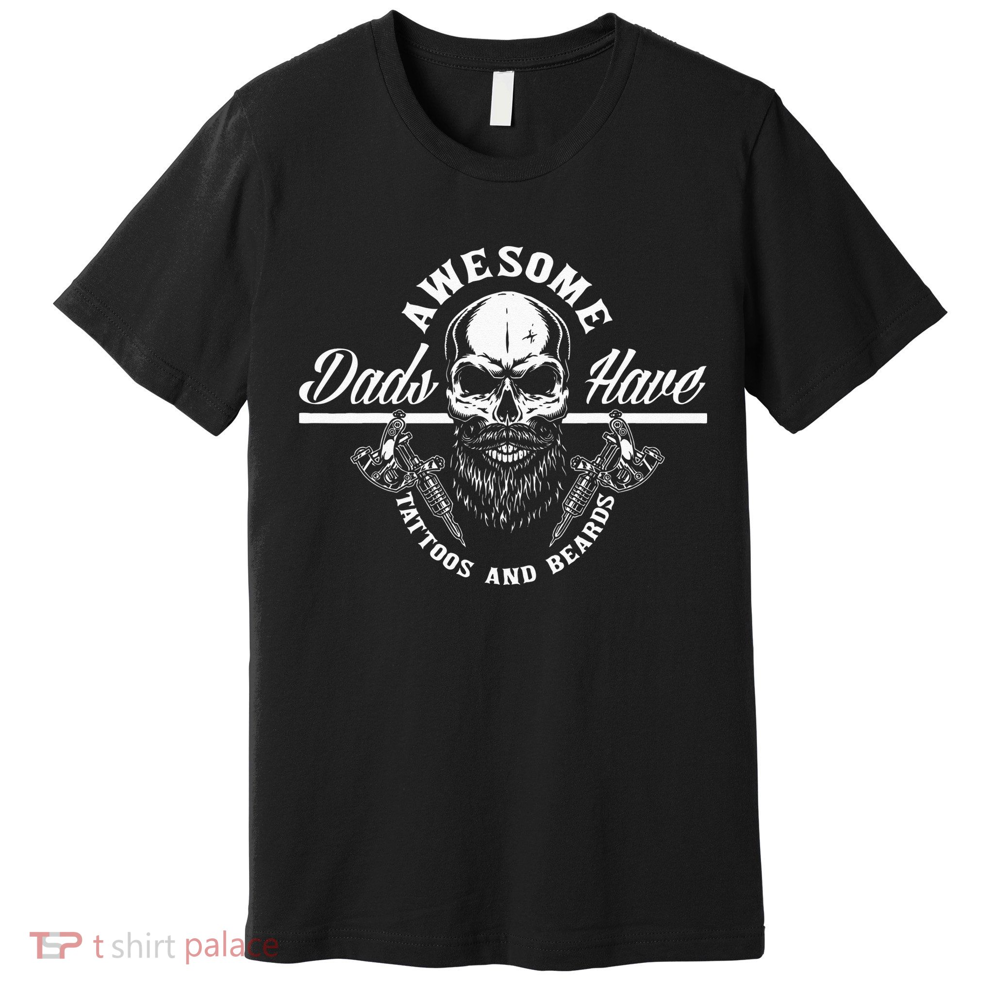 Awesome Dads Have Tattoos And Beards Funny Father Dad Premium T-Shirt
