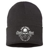 Awesome Dads Have Tattoos And Beards Funny Father Dad Sustainable Knit Beanie
