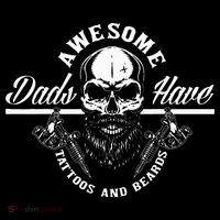 Awesome Dads Have Tattoos And Beards Funny Father Dad Pom Pom 12in Knit Beanie