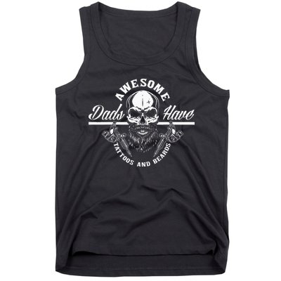 Awesome Dads Have Tattoos And Beards Funny Father Dad Tank Top